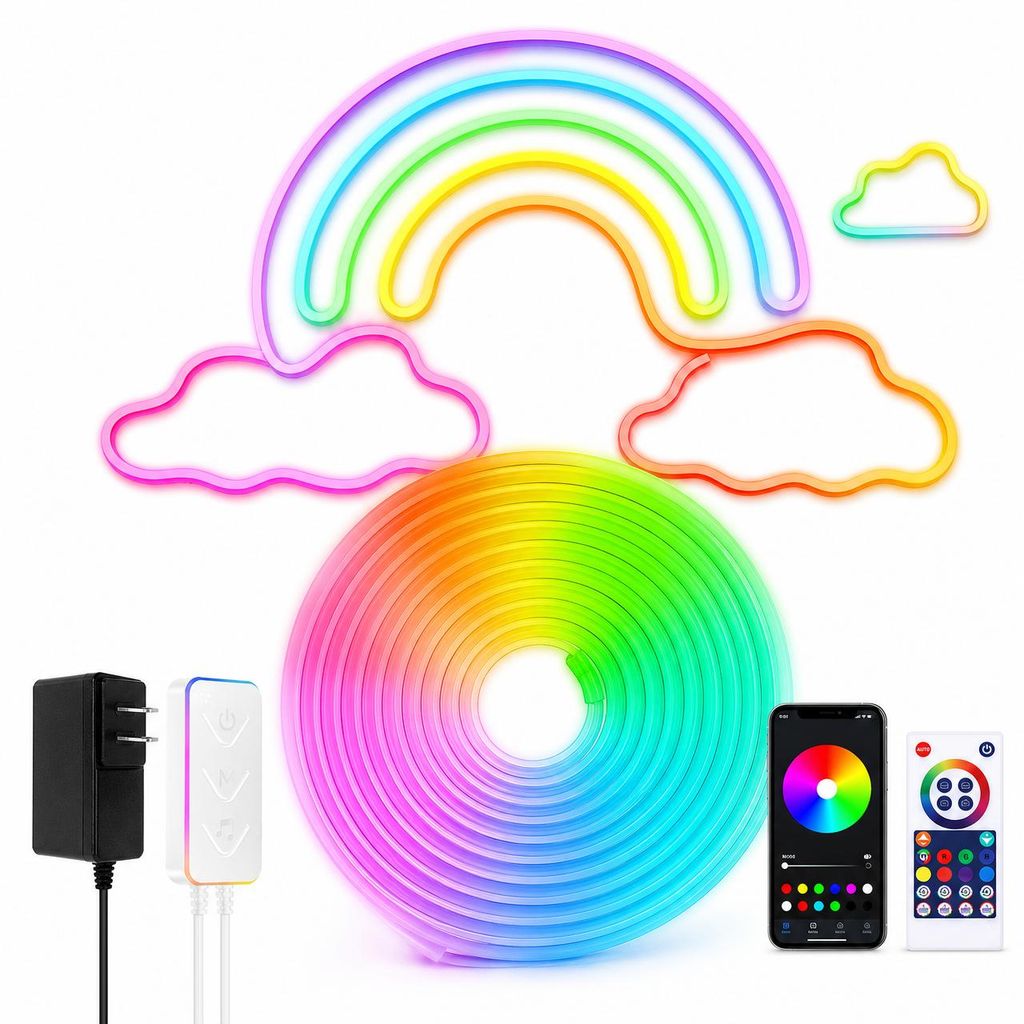RGBIC Neon LED Strip 5m, LED-strip met siliconen, Productafbeelding 