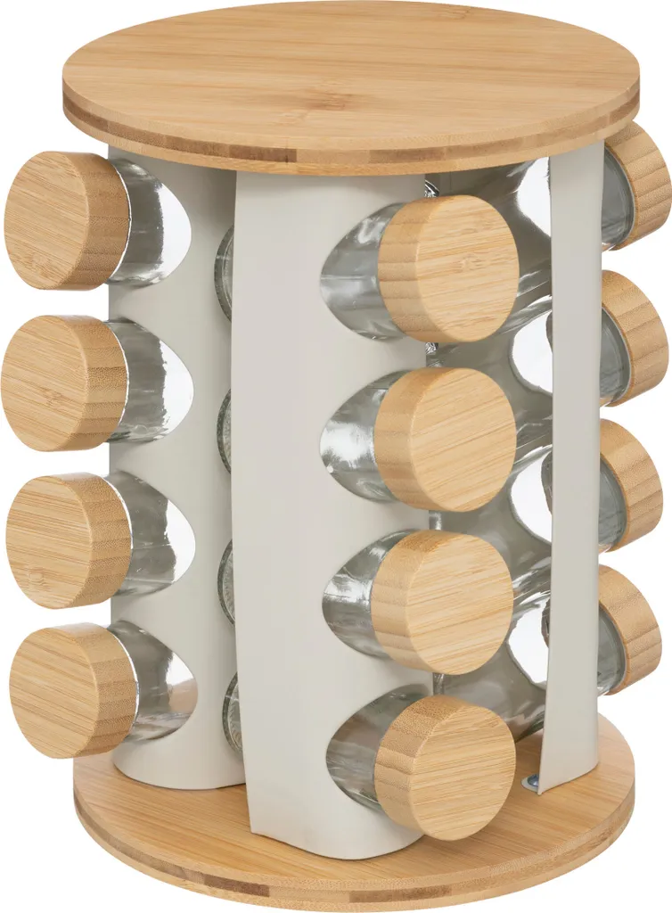Rangement à épices SENSIA rotatif, 13 pots, bambou vert, idéal cuisine