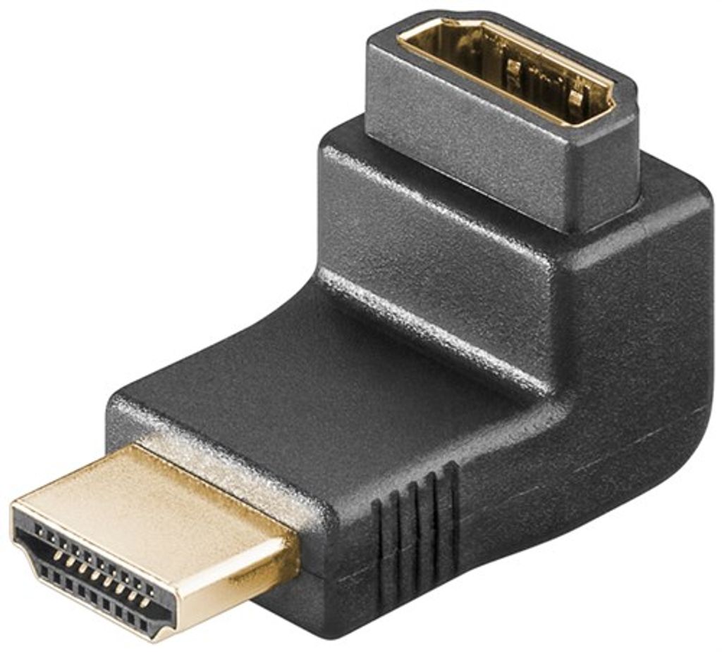 Goobay 34222 HDMI -Winkeladapter, , HDMI -Buchse (Typ A), Schwarz - HDMI -Buchse (Typ A) > HDMI -Stecker (Typ A) 90°