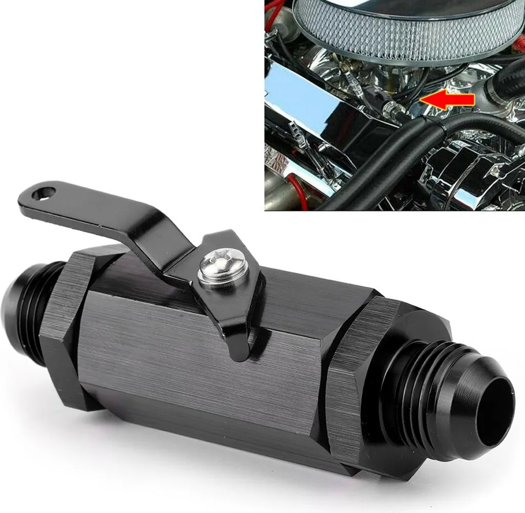 Valvola di Chiusura Carburante AN10 Y974 Alluminio CNC Nero Retrofit