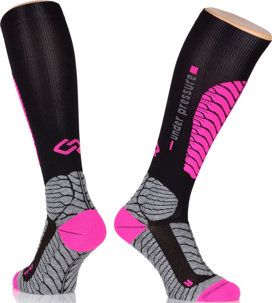 Under Pressure Ice Touring | Kompressionsstrumpf (1 Paar) Kompressionsstrumpf für die Piste 35-37 (Wade: 26-36cm) neonpink