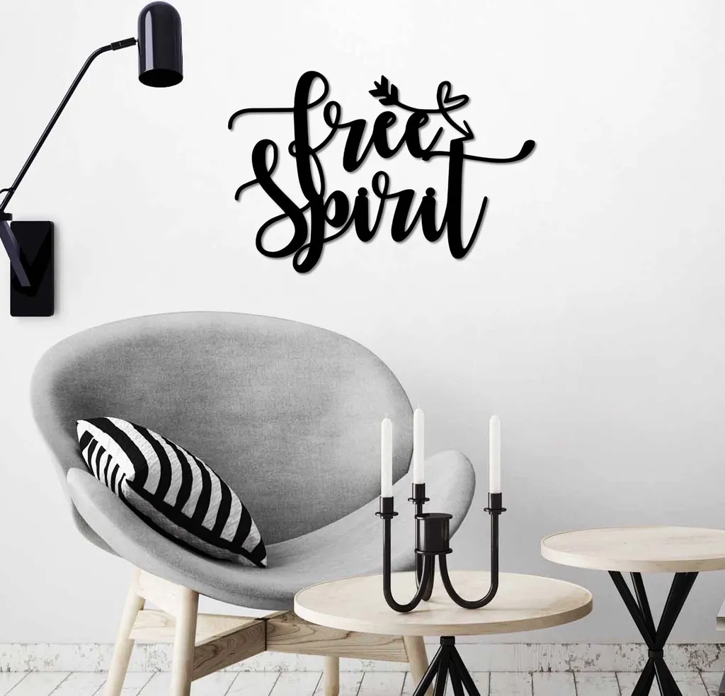 Wallity Free Spirit Décoration Murale en Métal Noir 56 x 37 cm Design