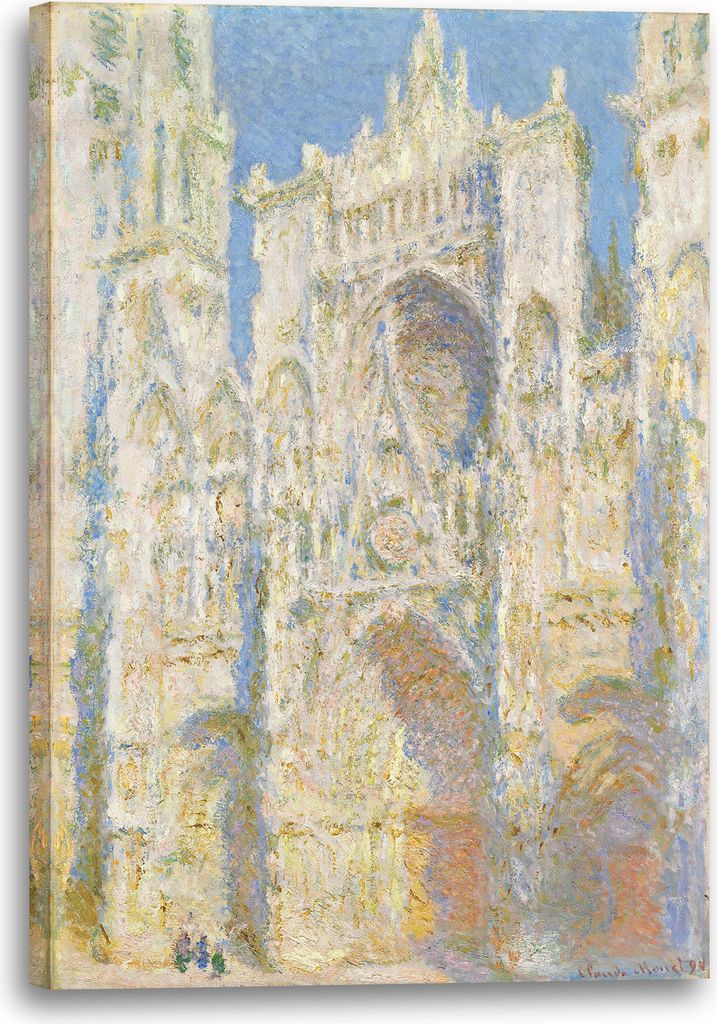 Leinwandbild (70x100cm): Claude Monet - Kathedrale von Rouen, West-Fassade, Sonnenlicht (1894), echter Holz-Keilrahmen inkl. Aufhänger, handgefert...