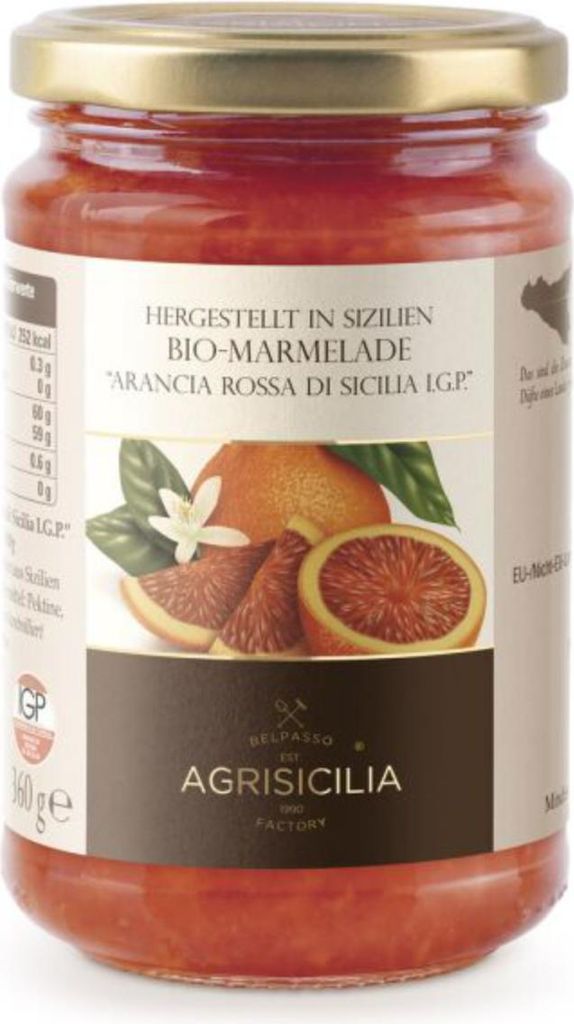 Agrisicilia Blutorangen Marmelade für Brot Joguhrt oder Produktbild 