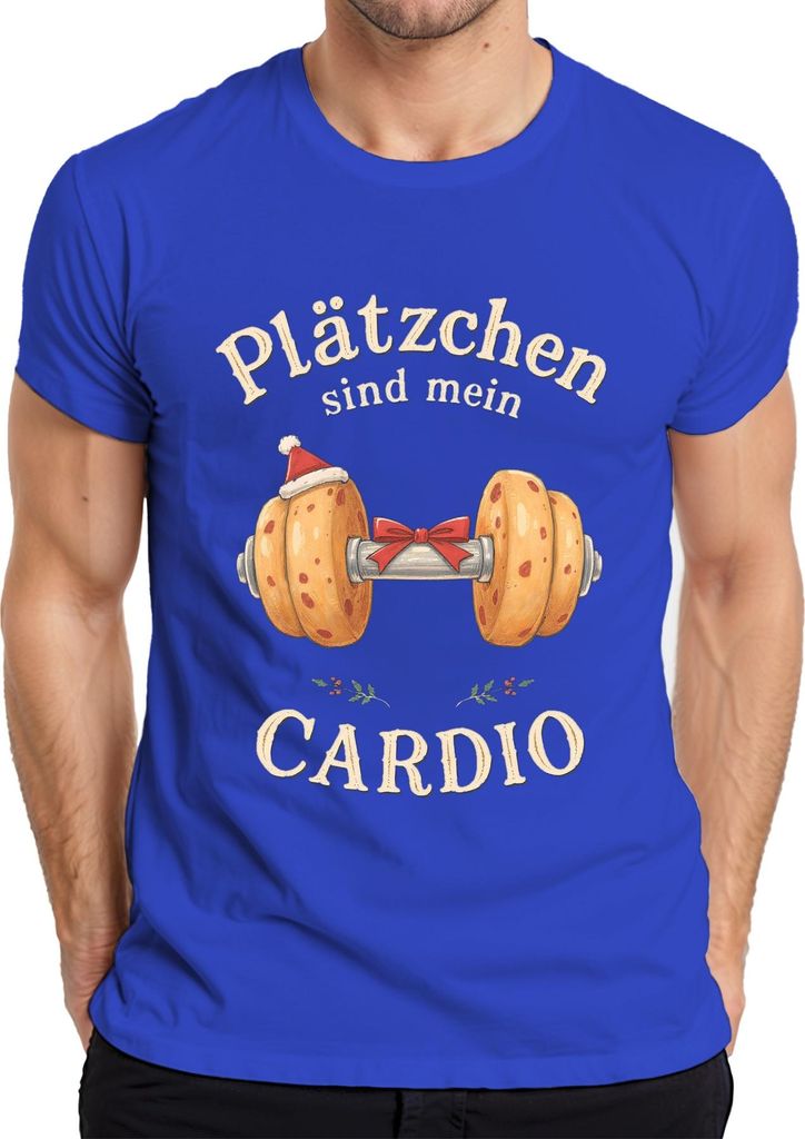 Plätzchen sind mein CARDIO Weihnachtskekse Fitness Lustig Herren T-Shirt, Blau, 3XL