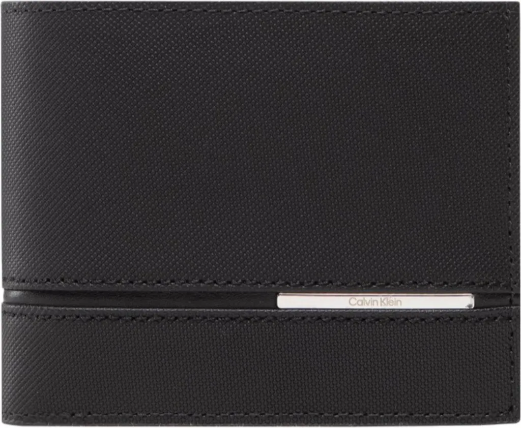 Petit portefeuille homme Calvin Klein Slim Plaque noir en cuir premium