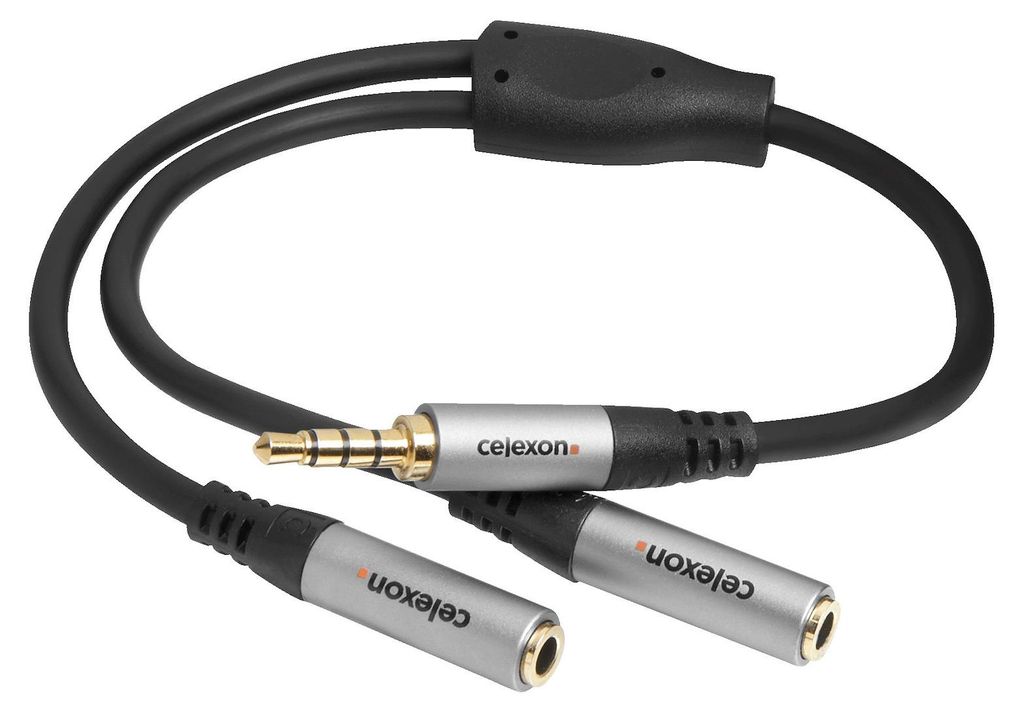 celexon 3,5mm Stereo Klinke auf 2x 3,5mm Stereo Klinke M/F Audioadapter 0,25m - Professional Line