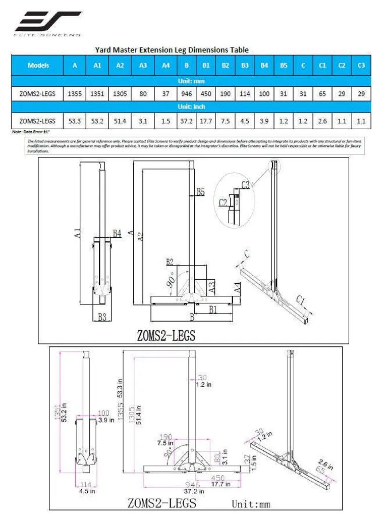 Extensions de pieds YardMaster pour écrans de projection 100 et 120 pouces - 2