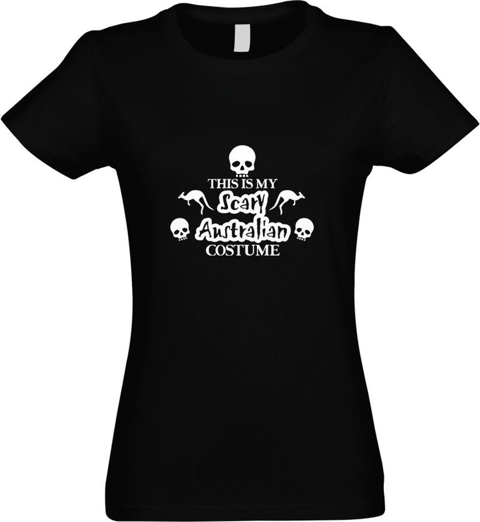 Kiwistar - T-Shirt tailliert - Damen - schwarz - My Scary Australian Costume - mit Motiv Bedruckt - Funshirt Design - Sport - Freizeit - Damen - XL