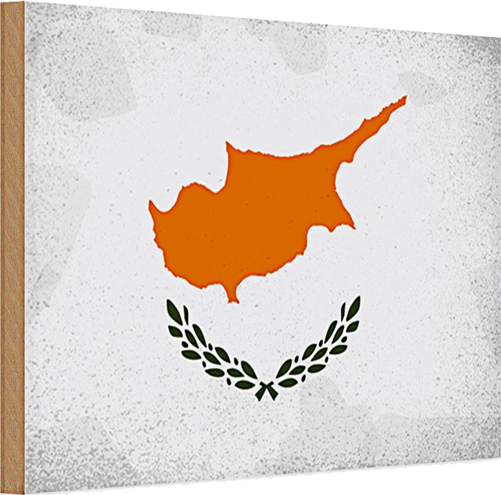 Holzschild Flagge Zypern 30x20cm Flag of Cyprus Vintage