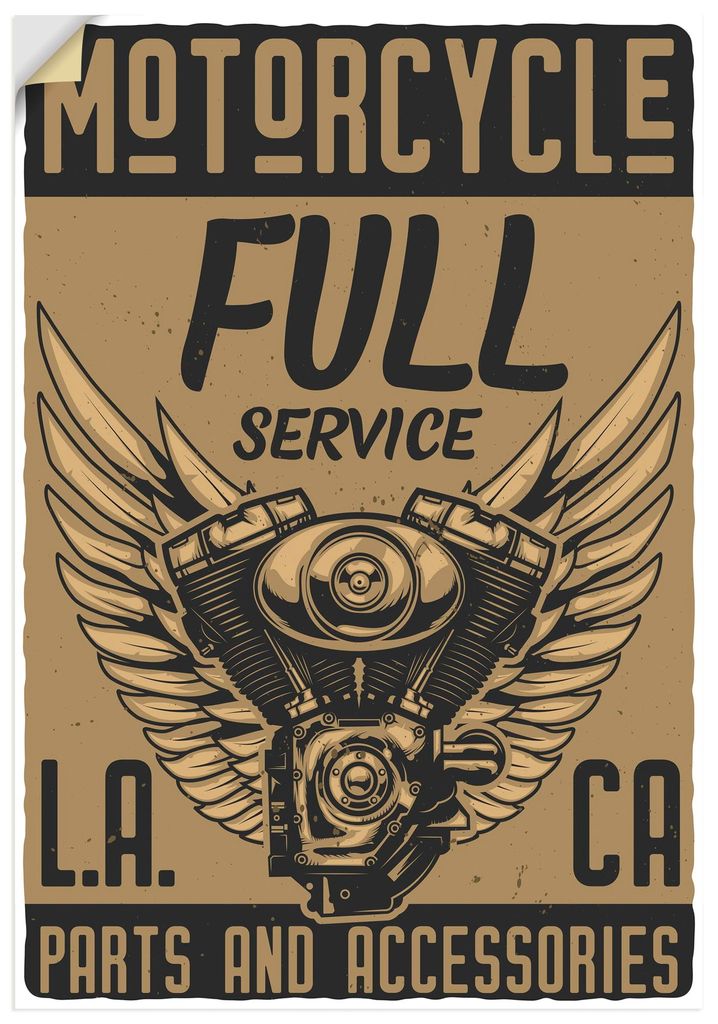 ARTland Wandbild, selbstklebend Motorrad Los Angeles Größe: 90x130 cm