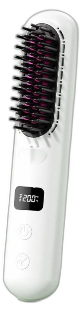 INF Kabelloser Kaltluft-Glätter- und Lockenkamm mit LCD-Digitalanzeige, nass/trocken Styling und 3 Temperatureinstellungen Weiß