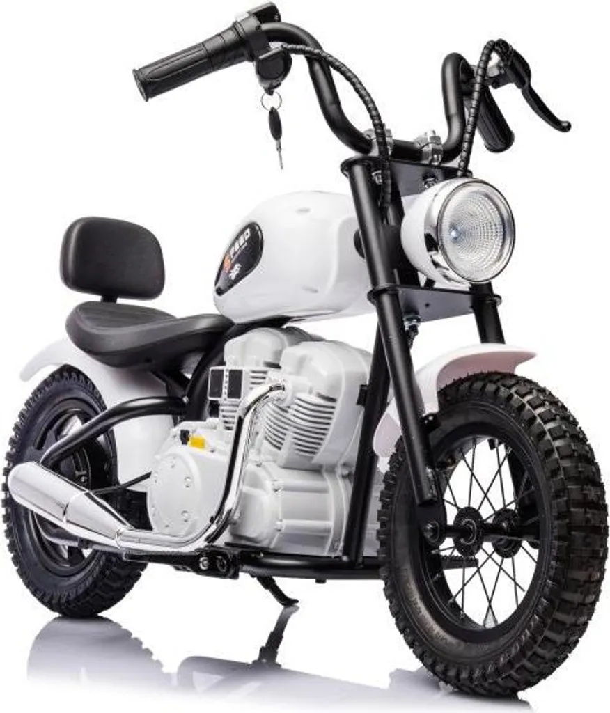 Moto électrique rechargeable A9902 36V Blanc pour enfant look sportif