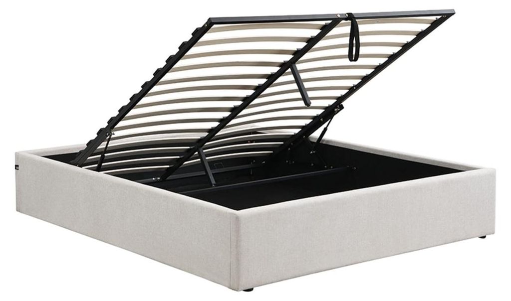 CALICOSY - Bett mit Bettkasten 140 x 190 cm aus meliertem Stoff - ALIX