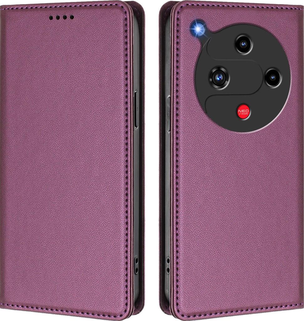 Handyhülle für ZTE Nubia Focus 2, Kunstleder Klapphülle Stoßfeste Magnetische Hülle mit Ständer Lila