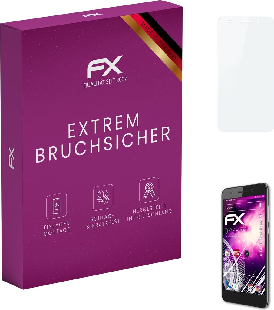 atFoliX FX-Hybrid-Glass Displayfolie kompatibel mit Huawei Honor 5A Glasfolie
