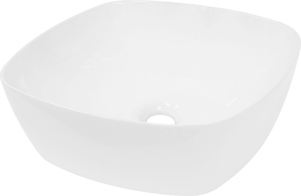 LuxeBath Waschbecken Aufsatzwaschbecken Rund, Ø 40,5x14 cm, Weiß, aus Keramik