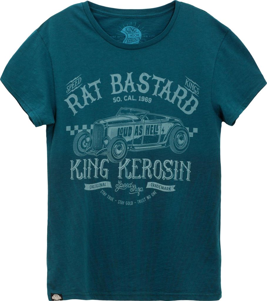King Kerosin T-Shirt Rat Bastard Watercolour Blue-S