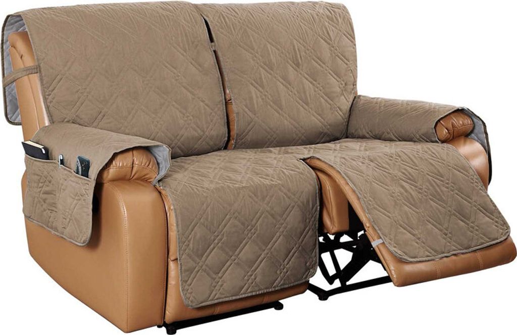 2 Sitze Liegenbezug gestepptes Material wasserdicht Möbelbezüge, Khaki