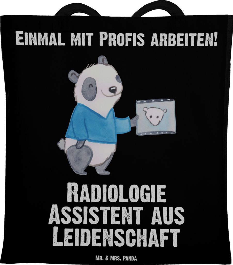 Mr. & Mrs. Panda Tote Bag Radiologie Assistent Leidenschaft - Schwarz - Geschenk, Beutel, Tasche, Uni, Jutebeutel, Shopping