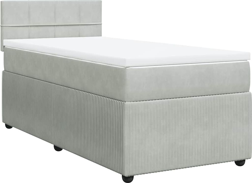 vidaXL Boxspringbett mit Matratze Hellgrau 100x200 cm Samt