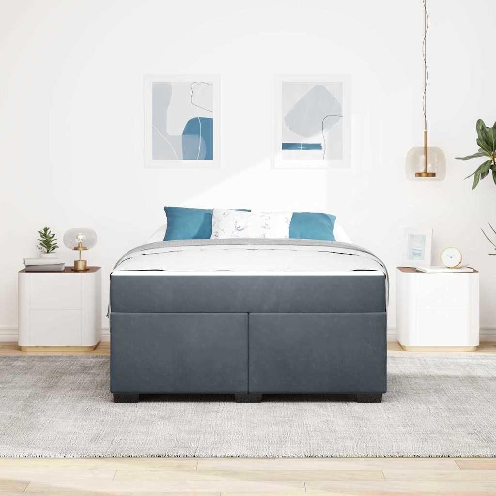 Bettgestell mit Matratze Sonstiges Dunkelgrau 140 x 200 cm Samt