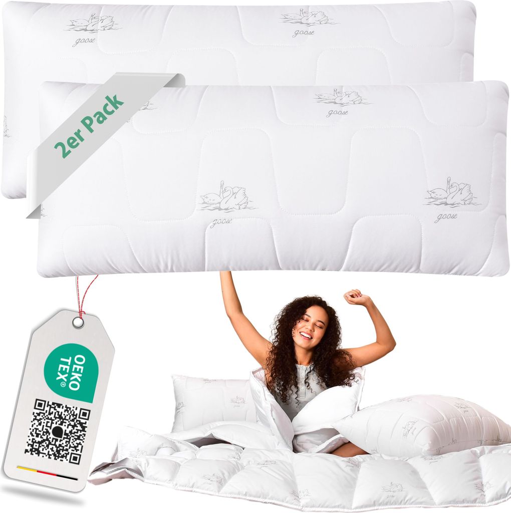 Premium Kopfkissen 40x80 [ 2er Pack ] Schlafkissen Kissen 100% Mikrofaser - Vegane Alternative zu Daunenkissen
