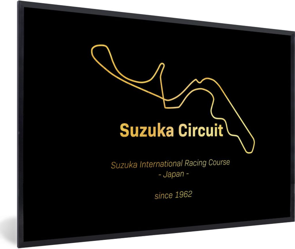 MuchoWow Gerahmtes Poster Suzuka - Formel 1 - Rennstrecke 60x40 cm - Poster mit Schwarzem Bilderrahmen Wandposter Rahmen Foto Bilder - Printing -...