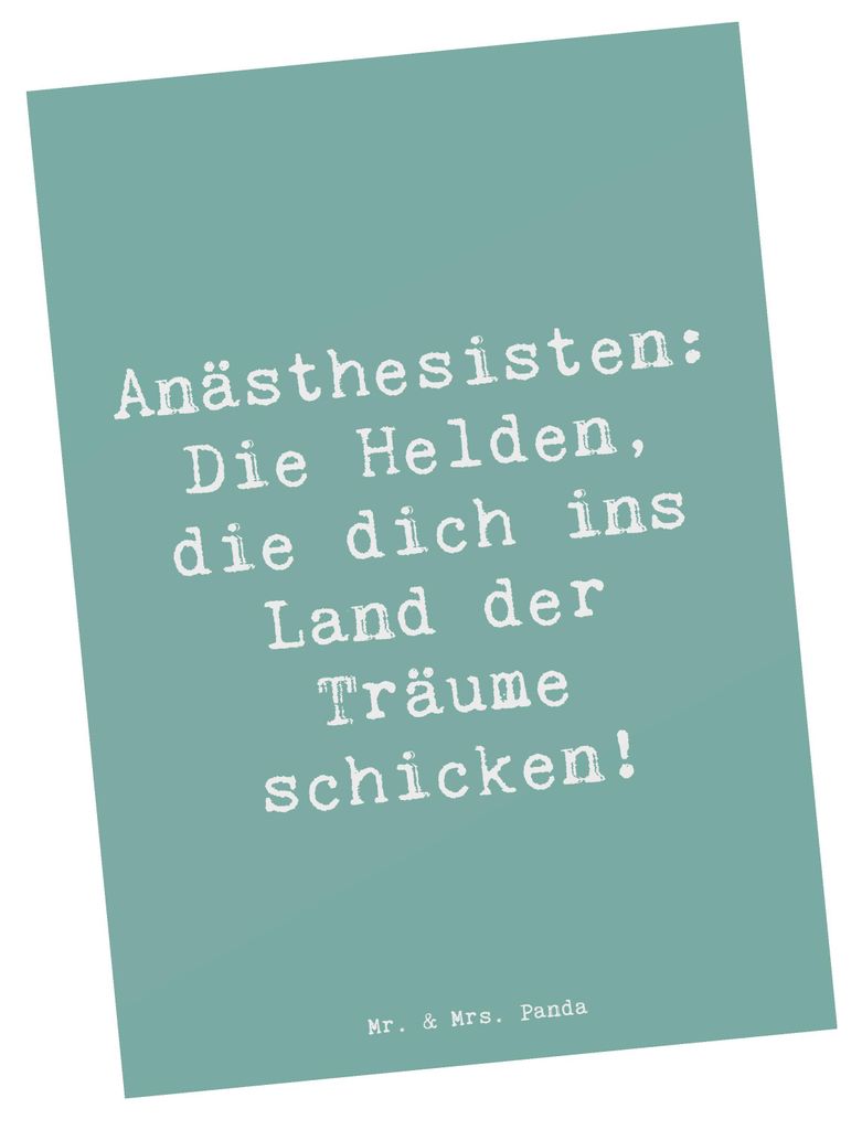 Mr. & Mrs. Panda bildkarte Spruch Anästhesist Held - Meeresbrise - Geschenk, Bewusstseinskontrolle, Berufe, Anästhesisten Humor, Anästhesiologie...