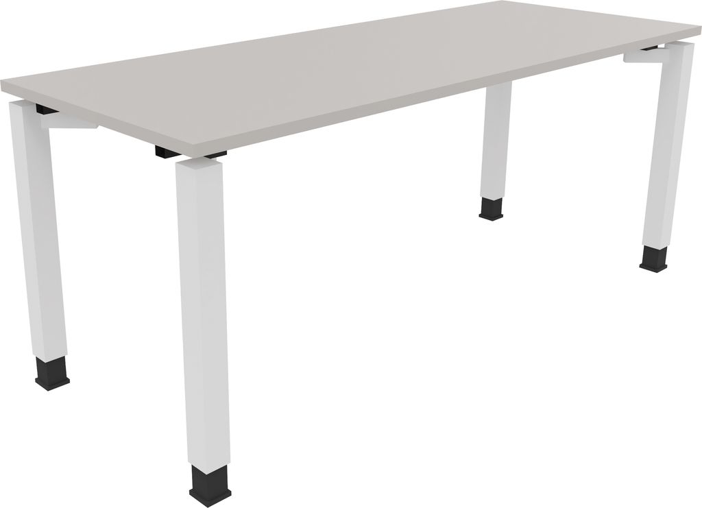 Schreibtisch Vierfuß Quadratrohr B1800xT700xH680-820 ws/Lichtgrau