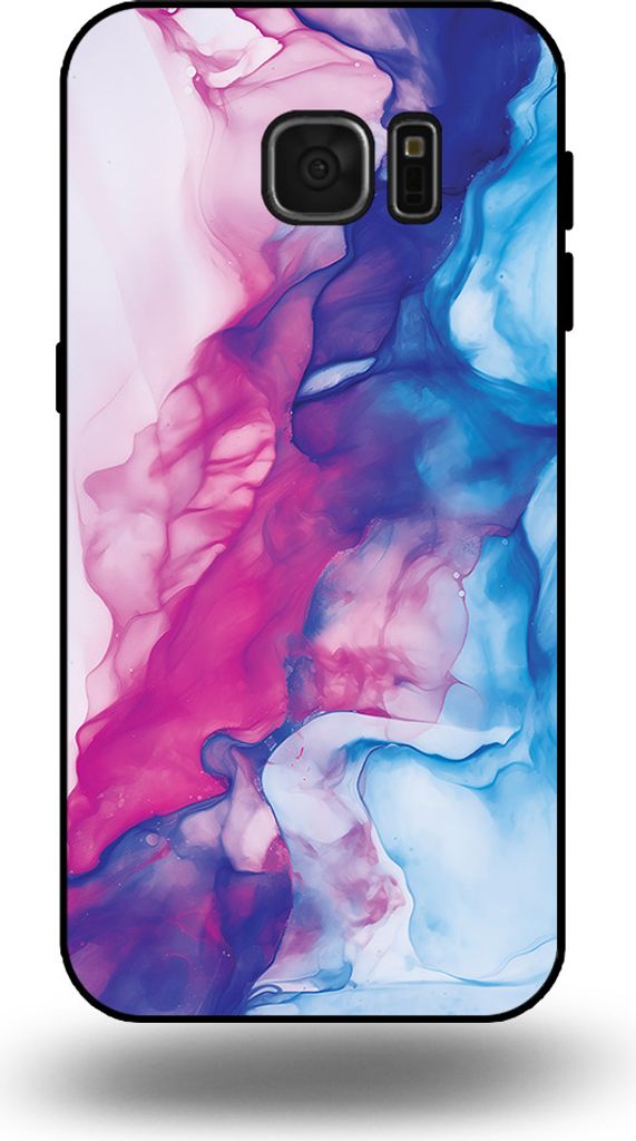Smartphonica Handyhülle Geeignet für Samsung Galaxy S7 mit rosa-blauem Marmor-Druck - TPU Backcover Case Rose Blau Marmor Design