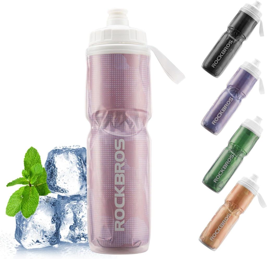 ROCKBROS Fahrrad Trinkflasche Drückbare Wasserflasche Trinkflasche Leicht Roubust, für Fahrrad Training 670ML Rosa