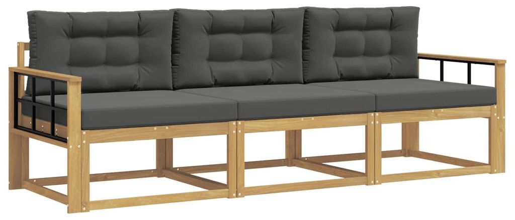 vidaXL Outdoor-Sofagarnitur 3 pcs Weiß und Anthrazit Polyester