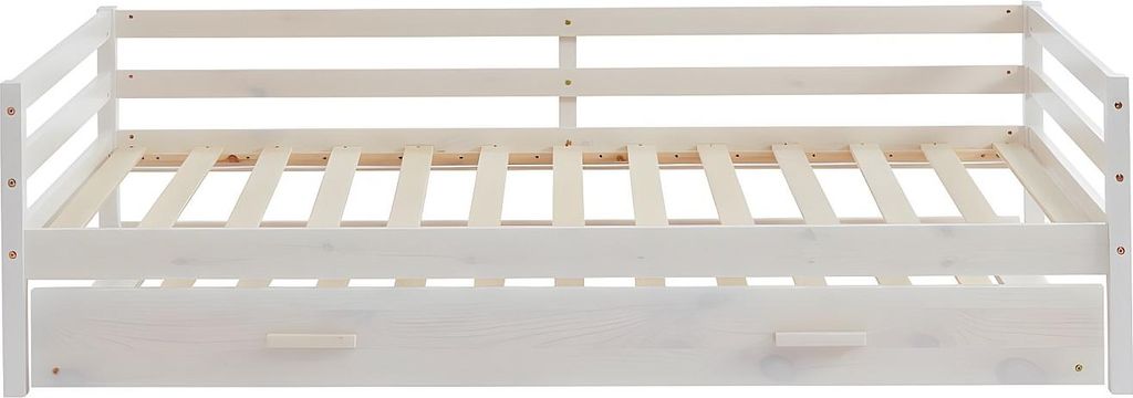 AEDAN II Ausziehbares Bett - 2 × 90 × 190 cm - Kiefer massiv und MDF - weiß gekalkt