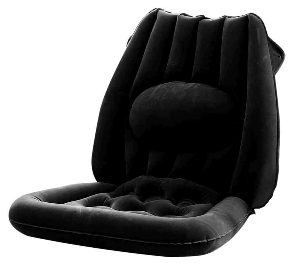 Aufblasbares Sitzkissen mit ergonomischer Lendenwirbelstütze, Anthrazit – Geeignet für Büro, Auto und Zuhause