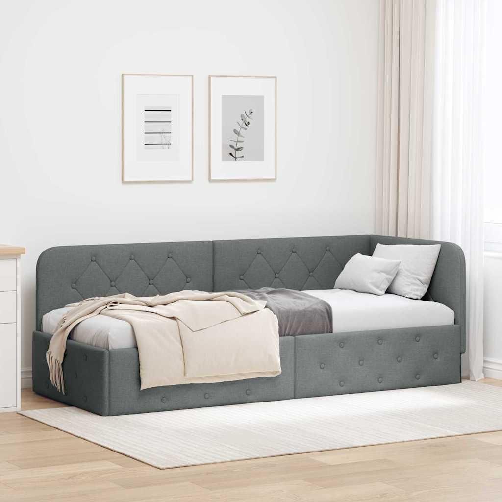 Maison Exclusive - Eckbettgestell Dunkelgrau 80 x 200 cm Stoff