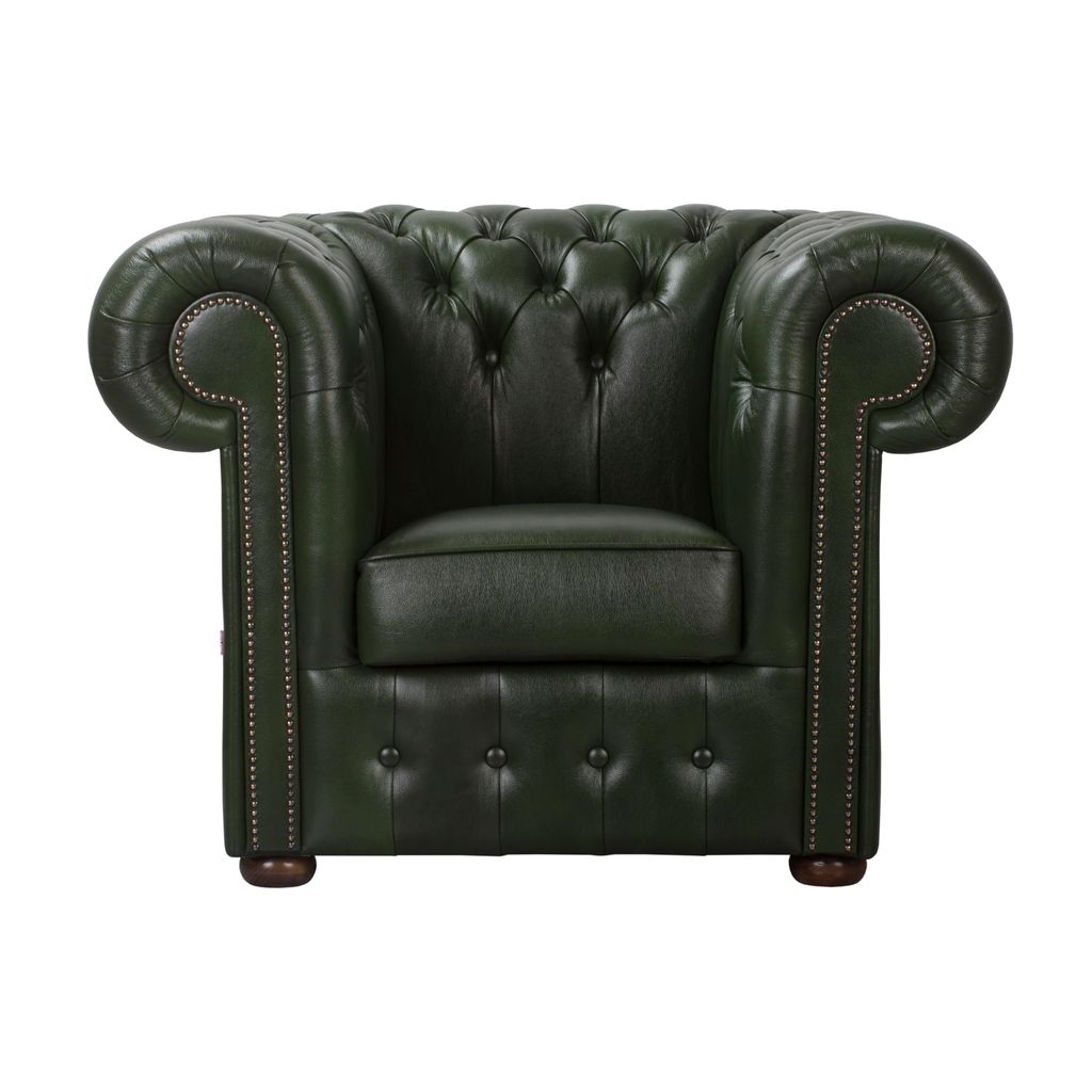 Sessel Chesterfield King, Ledersessel mit Knopfheftung , Einzelsessel mit Weich Gepolsterten Armlehnen