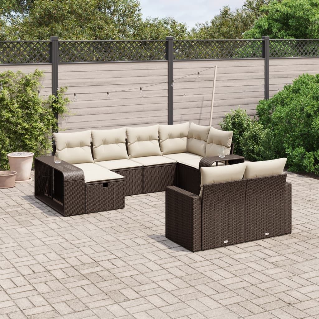 Maison Exclusive - 10-tlg. Garten-Sofagarnitur mit Kissen Braun Poly Rattan