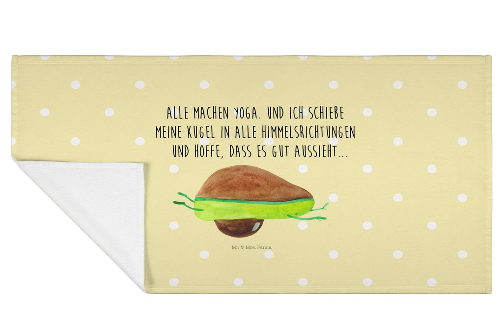 Mr. & Mrs. Panda Handtuch Avocado Yoga - Gelb Pastell - Geschenk, Frotteehandtuch, Unsportlich, kleines, Hilfe, Haha, 100x50, gesichtshandtuch, Hum...