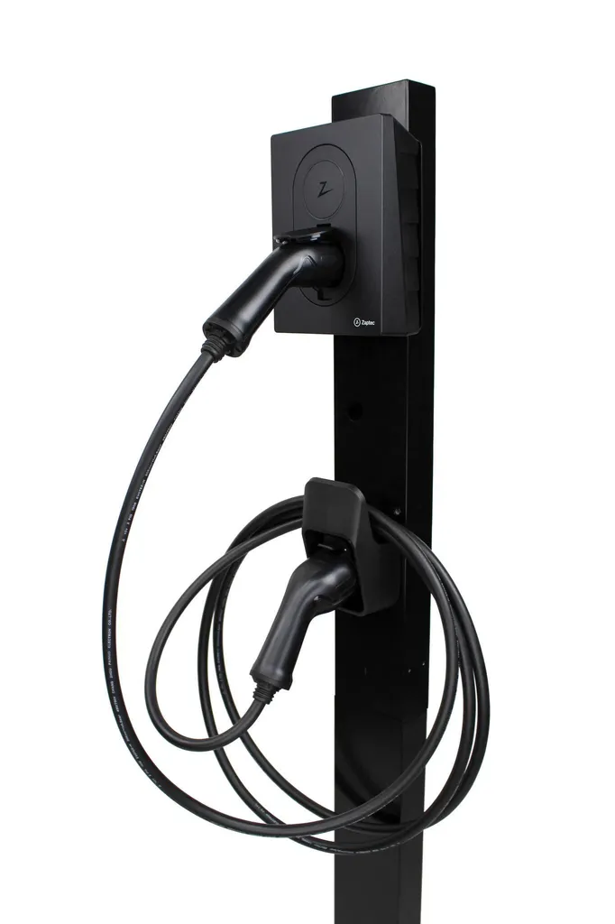 Support Zaptec Go 2 résistant aux intempéries - Métal poudré noir 149cm