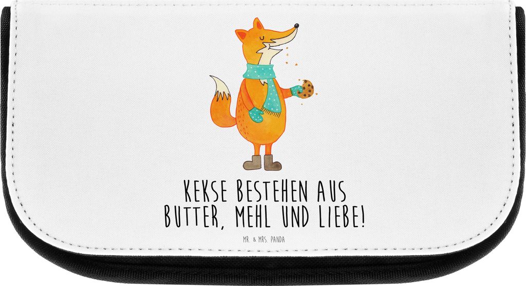 Mr. & Mrs. Panda Make-Up Tasche Fuchs Keks - Weiß - Geschenk, Kulturbeutel, Weihnachtlich, kulturtäschchen, Organizer, Weihnachten, Schminktasche...