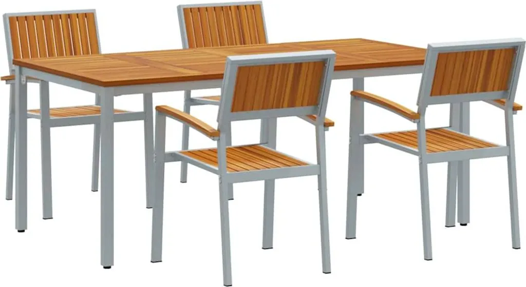 vidaXL Salon de jardin 5 pcs Gris et brun 180 x 90 x 75 cm en polyrotin