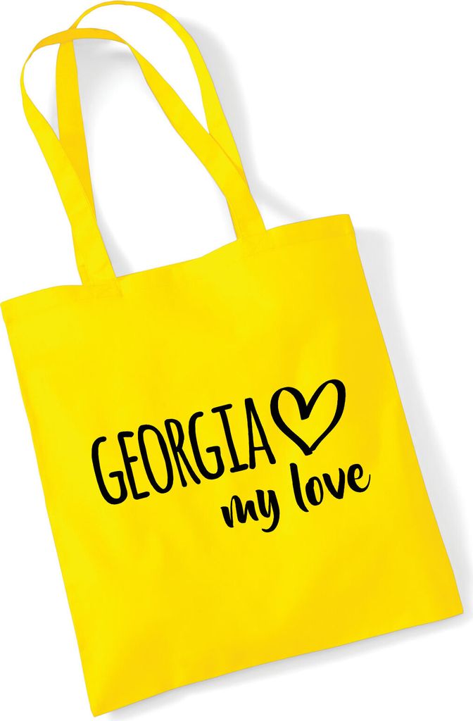 Huuraa Stofftasche Georgia my love Geschenk 10 Liter Yellow Baumwolle Georgia Souvenir