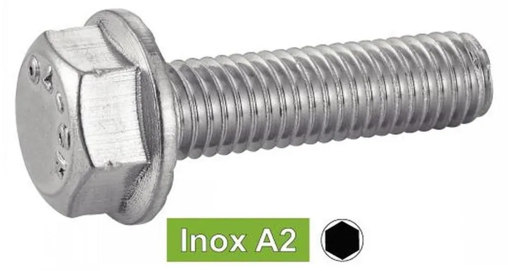 Vis à Métaux M10x25 mm pour Fixation Extérieure Inox A2 Embase Crantée - 2