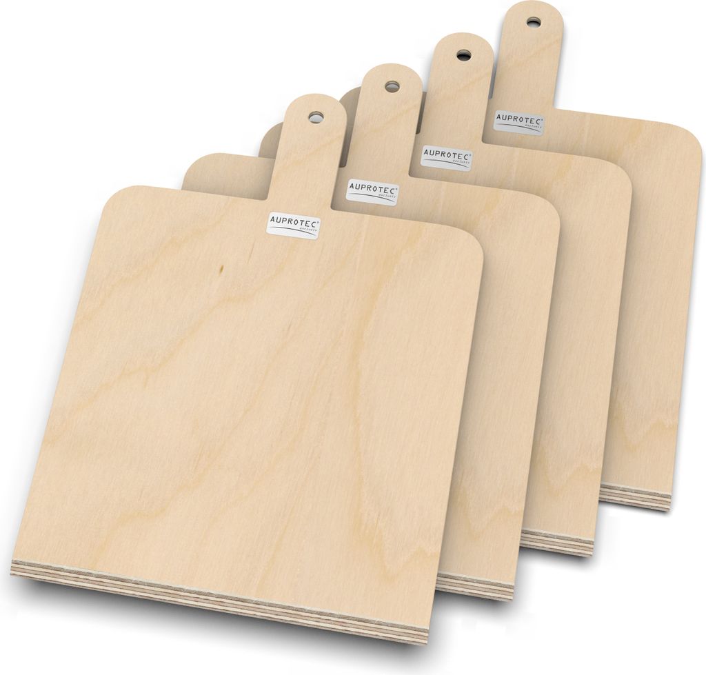 4er Set AUPROTEC Pizzaschaufel Modell Danny: Größe S 26 x 20 cm Holz Pizzaschieber Pizzabrett