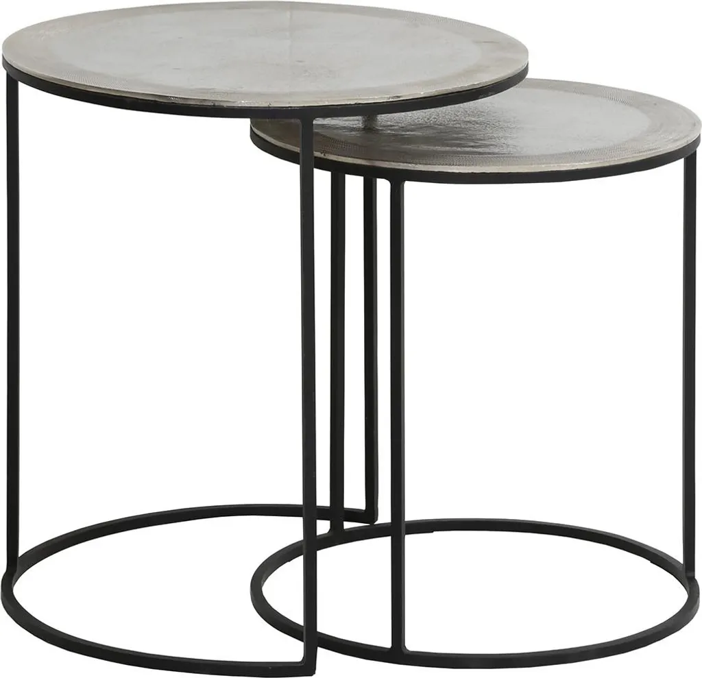 Table d'appoint industrielle Talca nickel brut lot de 2 - 41cm et 49cm