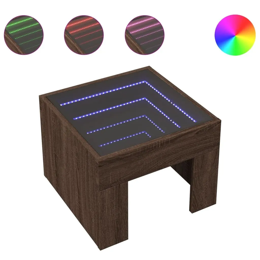 SYFAX™ Tavolino LED Infinity Rovere Marrone 40x40 | Design Moderno Salotto