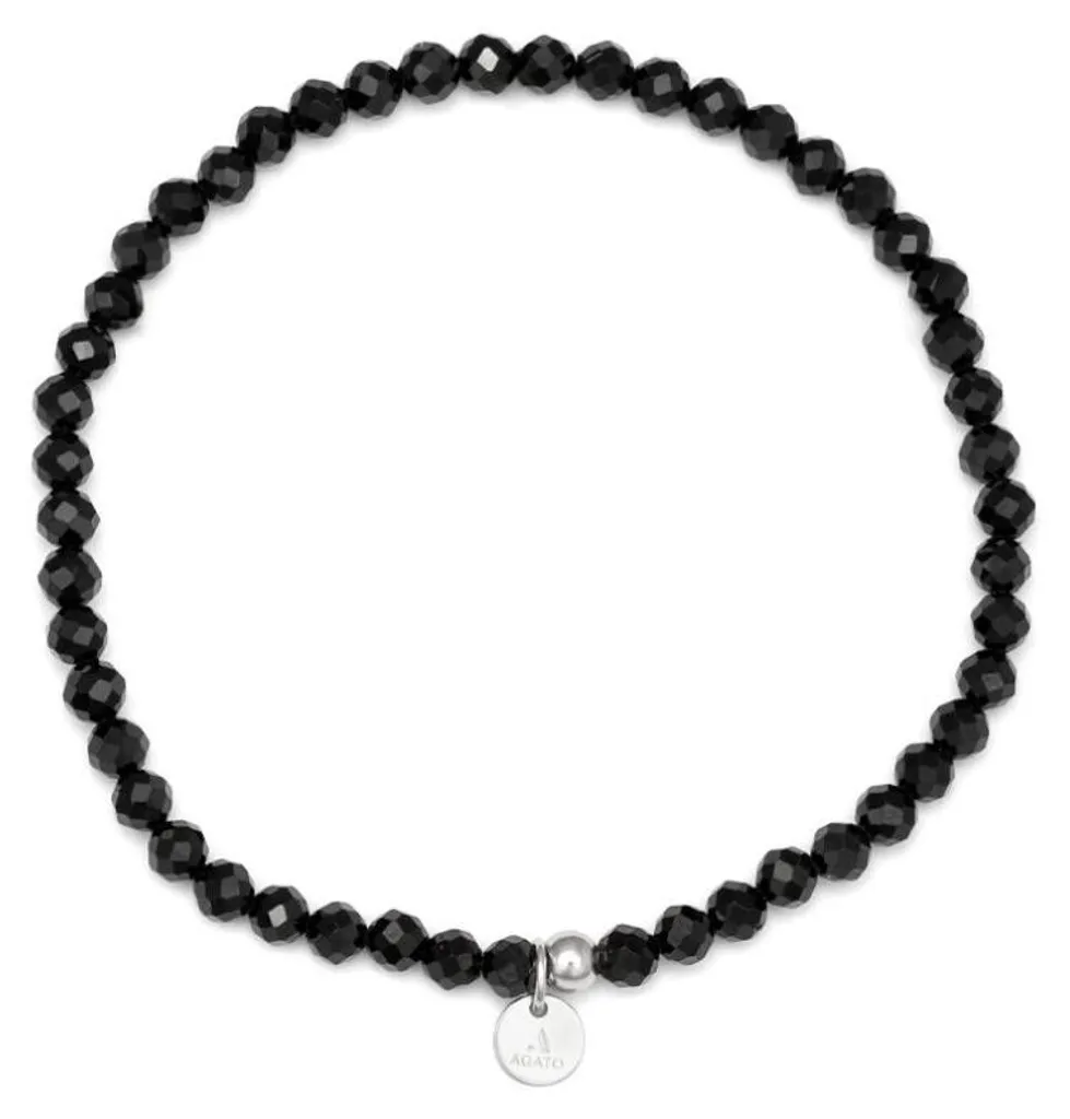 Bracelet perles spinelle POL-B04/20G : sobriété noire contre l'usure