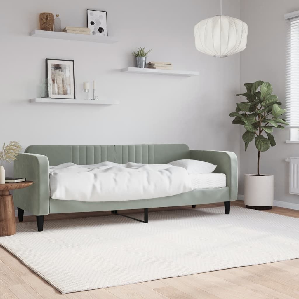 "Rabatt" Tagesbett mit Matratze - 2-in-1-Tagesbett - Hellgrau 80x200 cm Samt - Klassische Betten CC8487