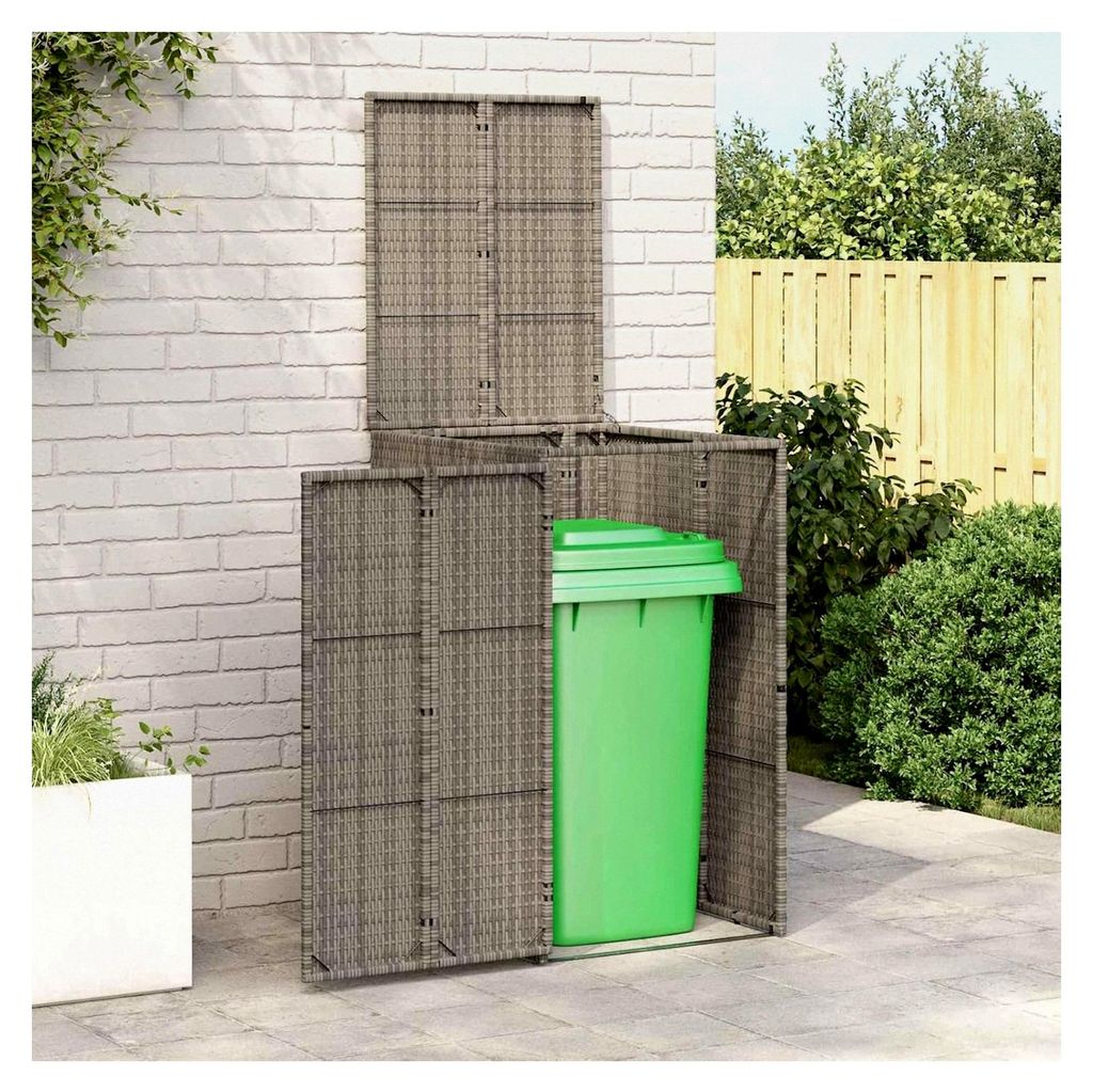 Mülltonnenbox Grau 65 x 80 x 115 cm aus Polyethylen, wetterfester Gartenschrank für Reihenhäuser, Mehrfamilienhäuser und Gewerbeflächen